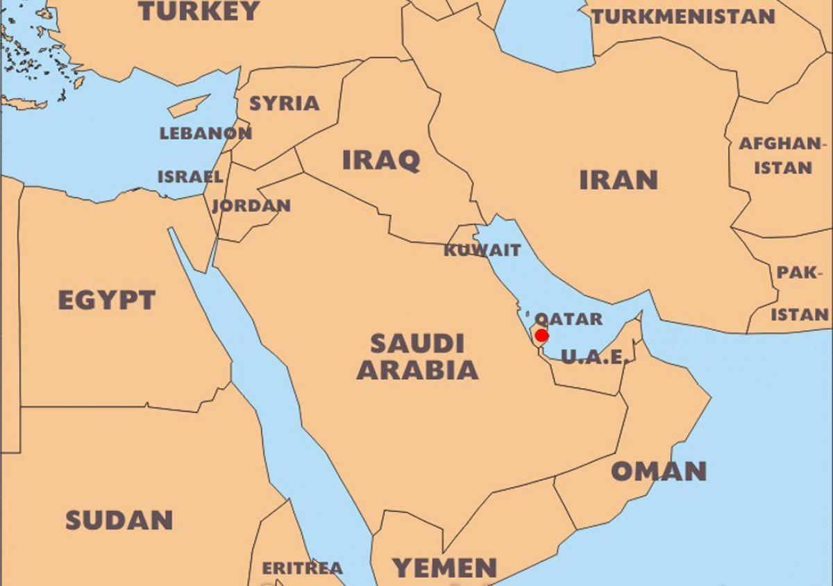 world map qatar location