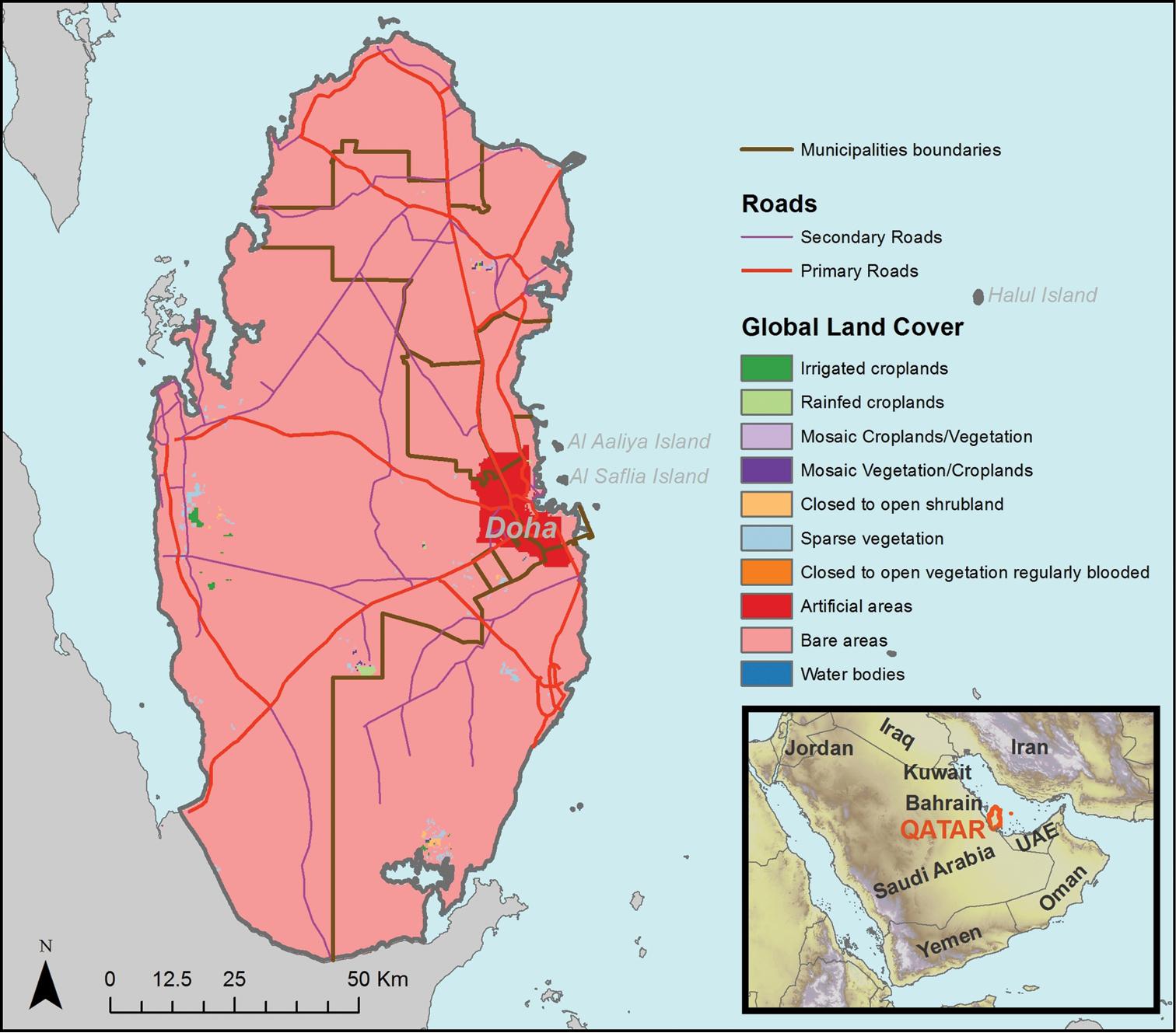 Qatar climate map - Map of qatar climate (Western Asia - Asia)