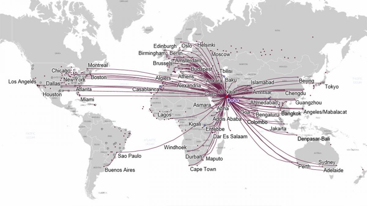 qatar airways map route