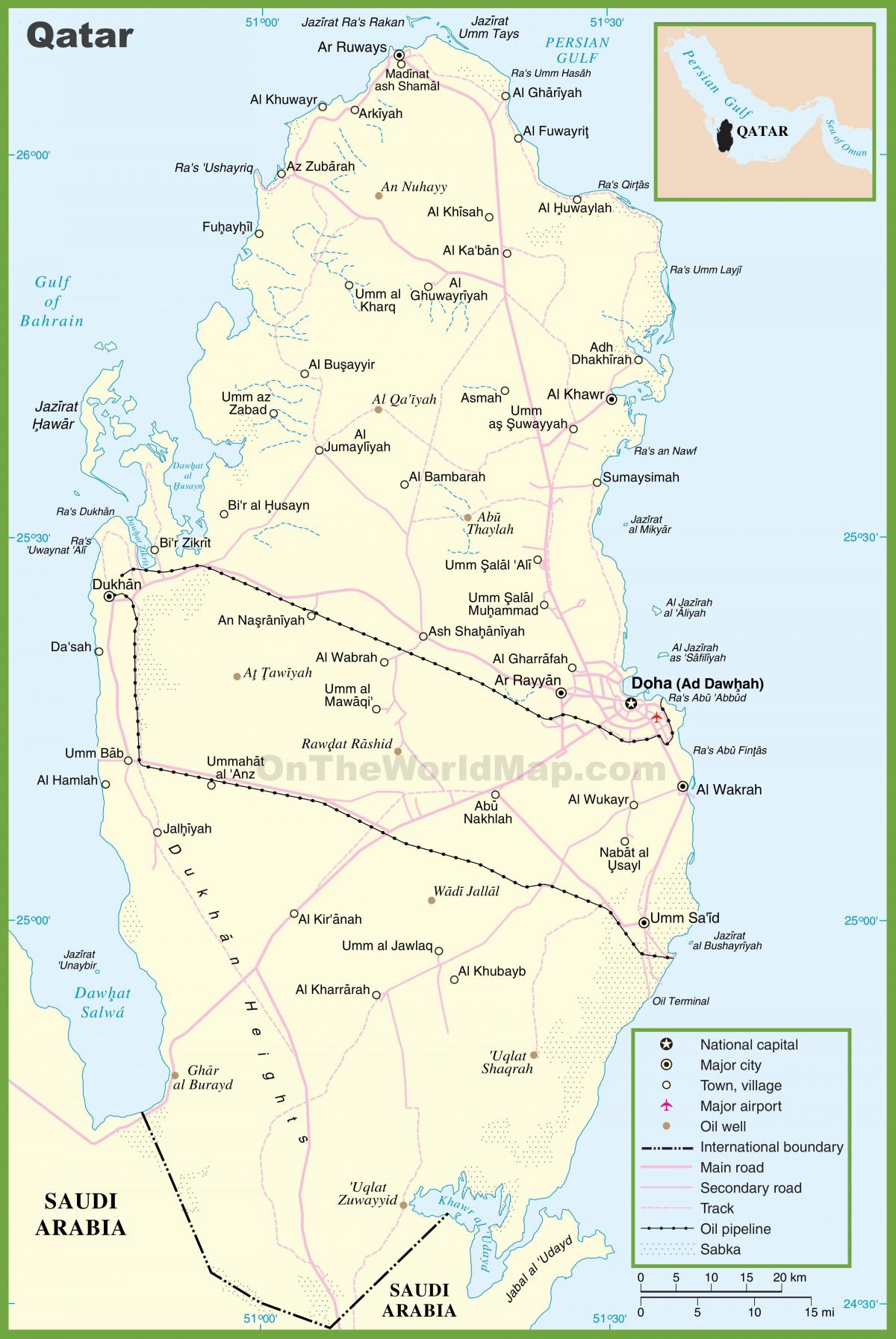 Map of qatar detailed
