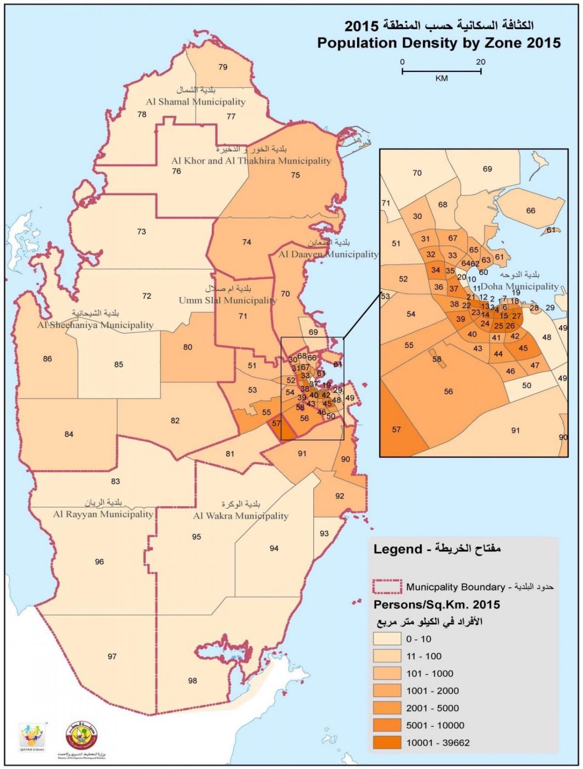 Map of qatar population