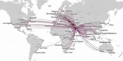 Qatar airways map route